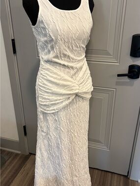 SHEIN White Textured Twist-Front Maxi Dress